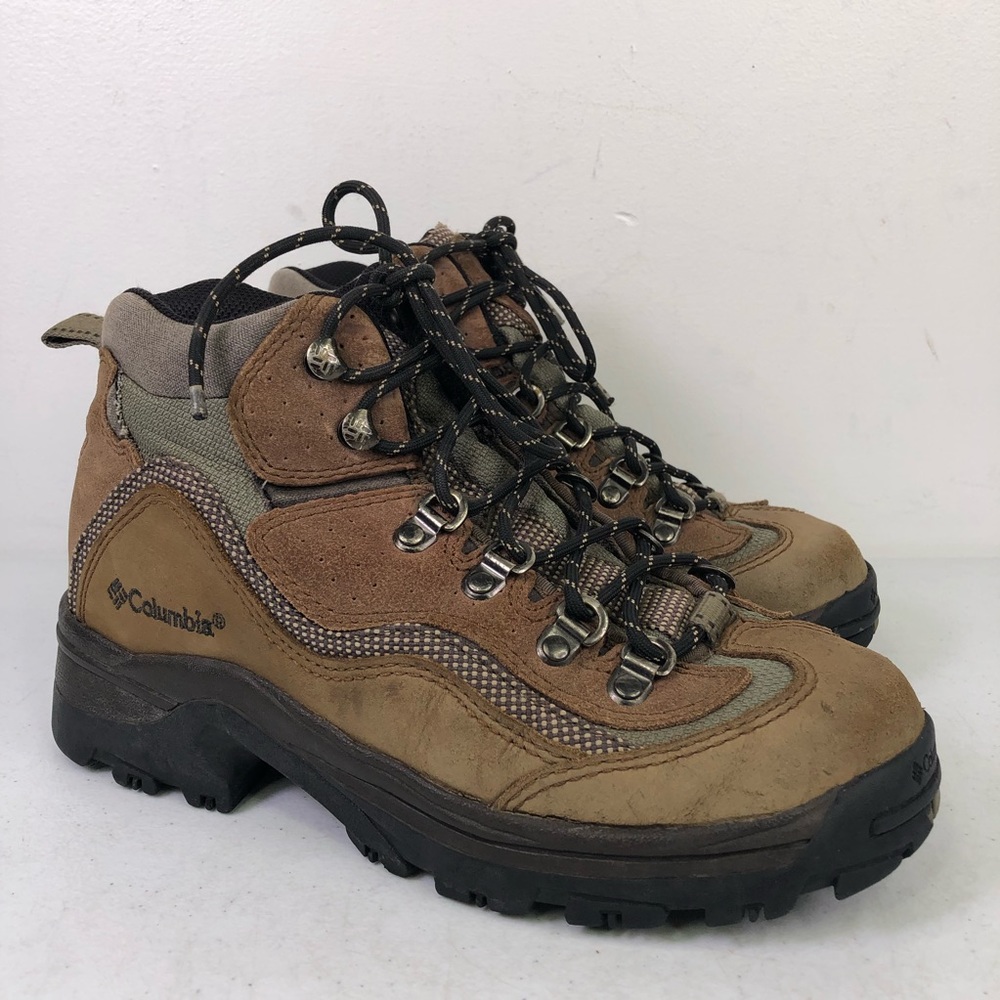 Columbia Womens Leather Hiking Shoes Lace Up Boots